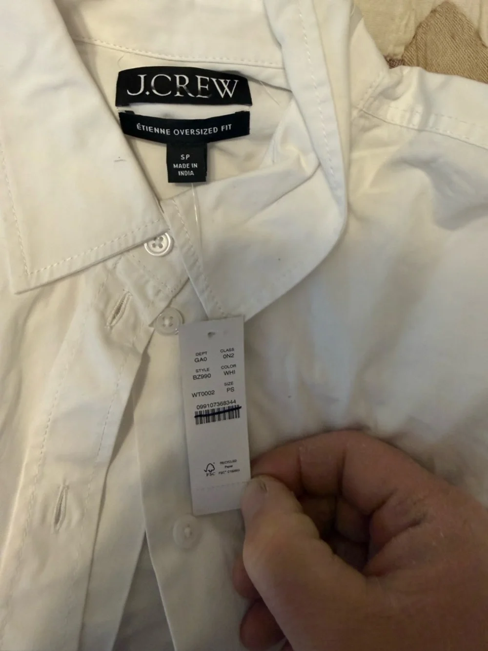 J. Crew White Button-Up Cotton Shirt